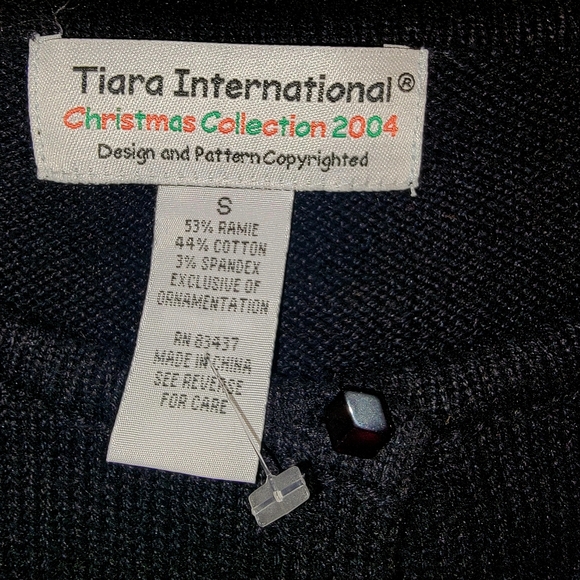 Vintage Tiara International 2004 Black Snowflake Cardigan Small Sequin Beaded - Picture 8 of 11